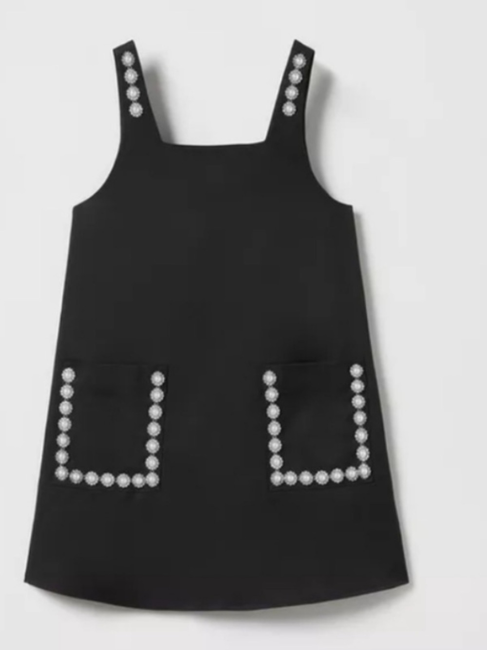 Zara Girls Black Pearl Embellished Pinafore Dress Size 11/12